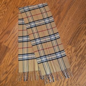 Elegant Tan and Black Plaid Scarf
